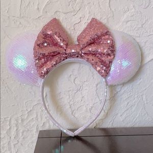 Sequin White & Pink Disney Minnie Ears